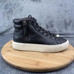 UGG Shoes Womens Size 6.5 Black Leather High Top Side Zip Sneakers 1104068